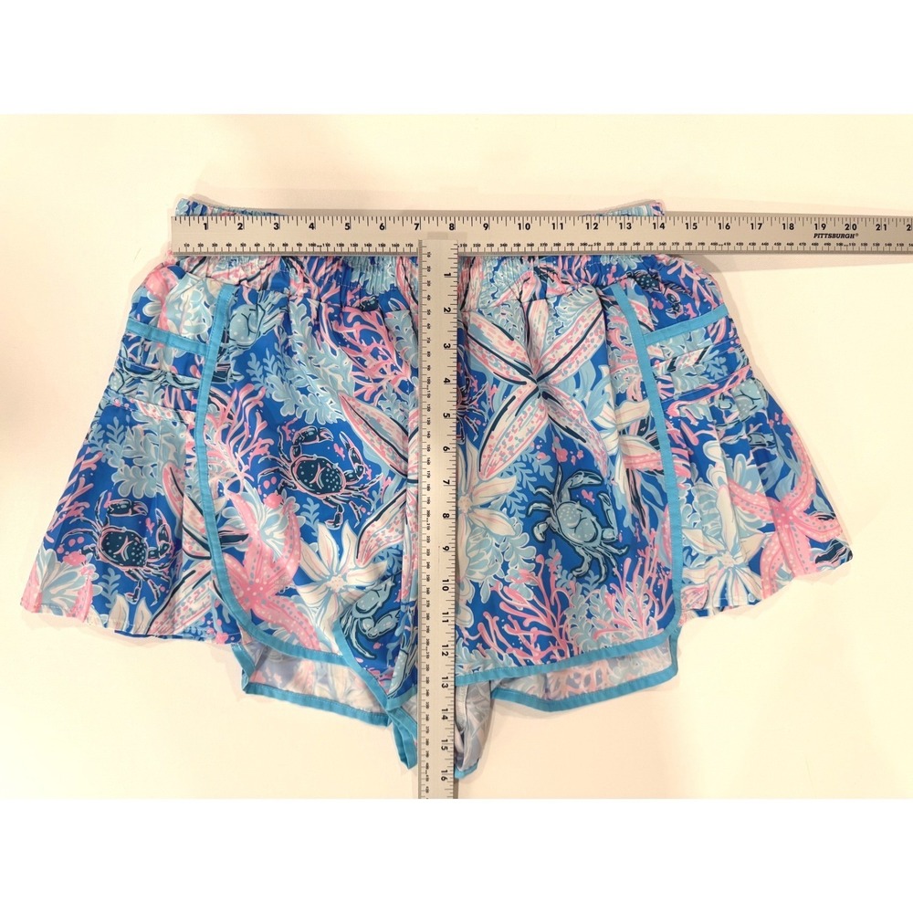 Simply Southern Women's Blue Pink Coral‎ Sea Turtle Starfish Pull On Shorts L - Picture 3 of 6